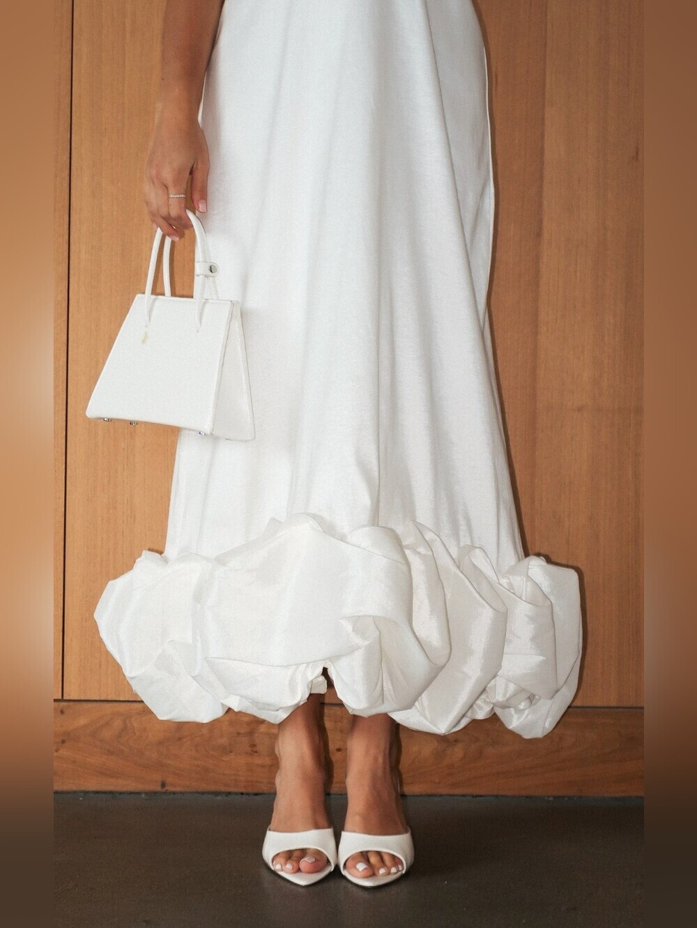 Show Me Your MuMu Rebecca Midi White Taffeta Dress S Wedding Bridal Party Formal - Picture 4 of 9
